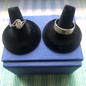 CZ NWOT Engagement Ring & Mans Wedding Band. Beautiful